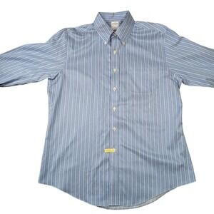 Brooks Brothers The Original Polo Shirt Men's Large Blue Striped Non-Iron